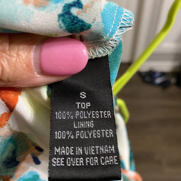 S IZ Byer Floral Summer Top w Beaded Neckline and Double Ruffle Bodice - Picture 7 of 8